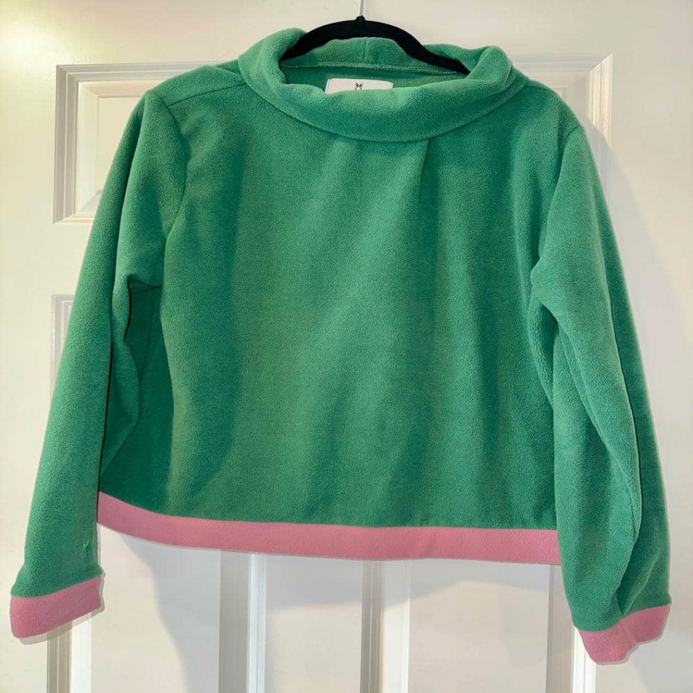 Dudley Stephens Green and Pink Colorblock Park Slope Fleece